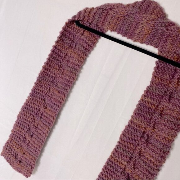 Handmade Hand Knit Multi Shade Maroon Cable Knit Scarf - Picture 3 of 9